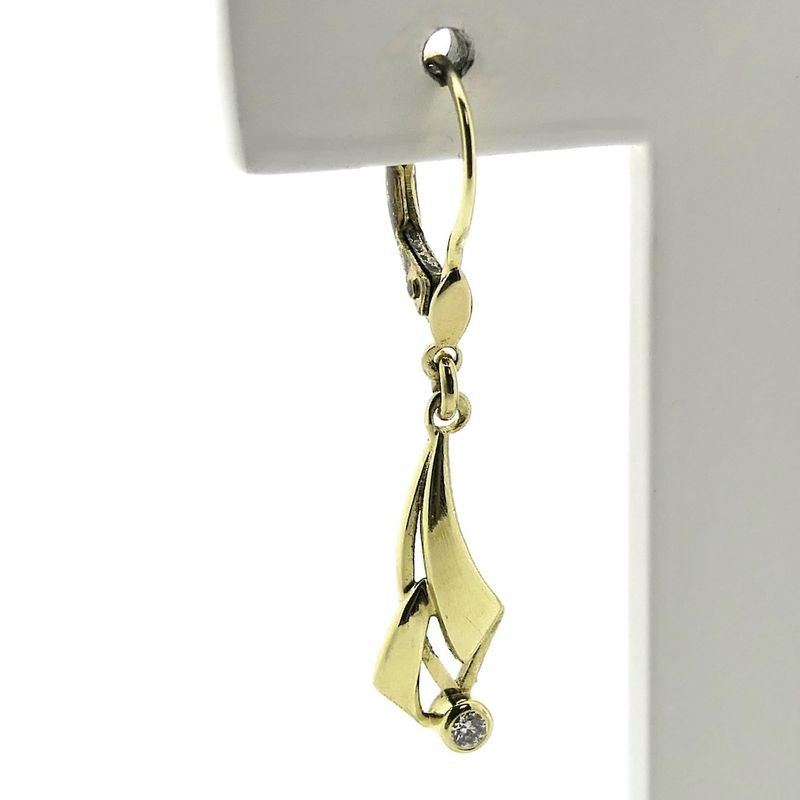 Image 4 of Gold long earrings with diamond | 0.06 ct.