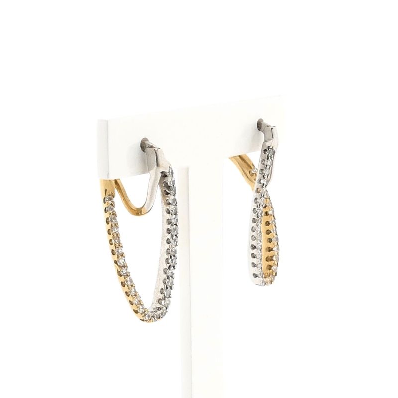 Image 4 of Bicolor gold earrings with zirconia