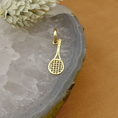 Image 2 of Gold pendant/charm of a tennis racket