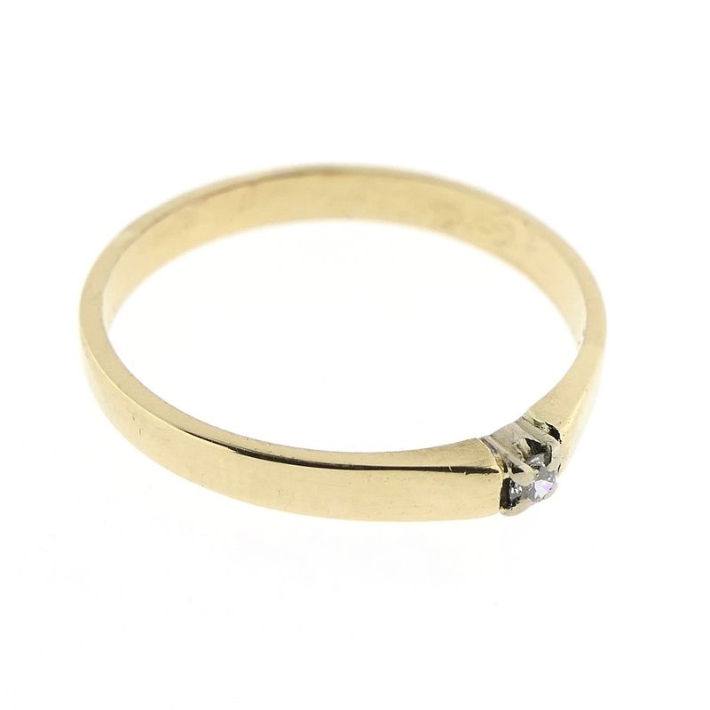 Image 3 of 18 carat gold solitaire ring with 0.05 ct diamond.