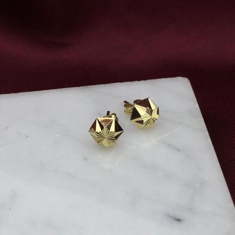 Image 2 of Gold faceted stud earrings