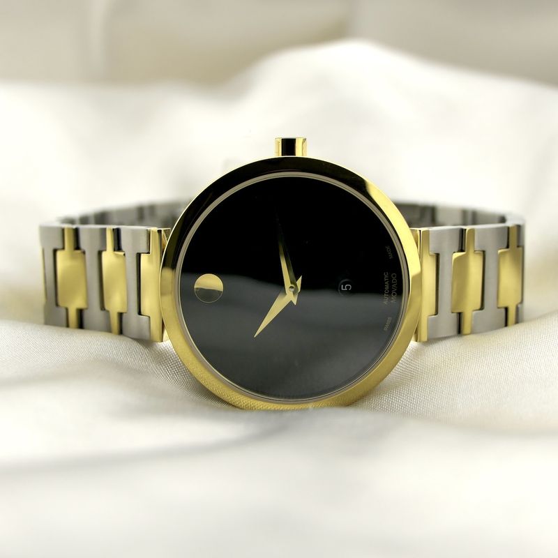 Image 9 of Movado Museum Classic; Two-tone automatic women's watch with black dial; 0607679