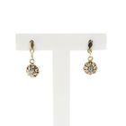 Image 1 of Bicolor Gold Earrings with Floral Pendant and Diamonds