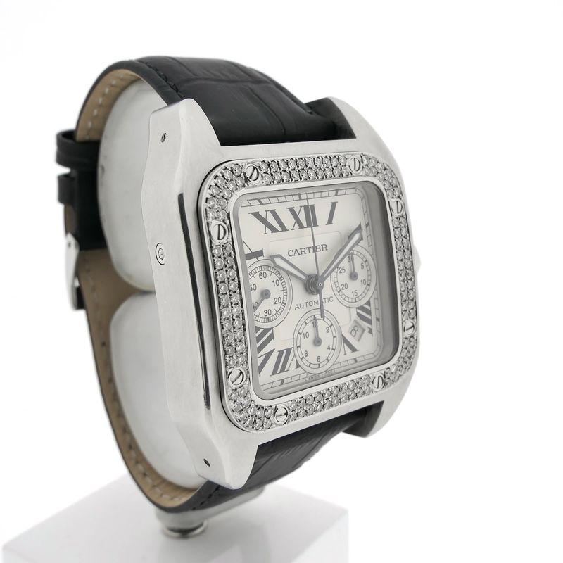 Image 3 of Cartier Santos 100 XL Chronograph 2740; Automatic watch with diamonds