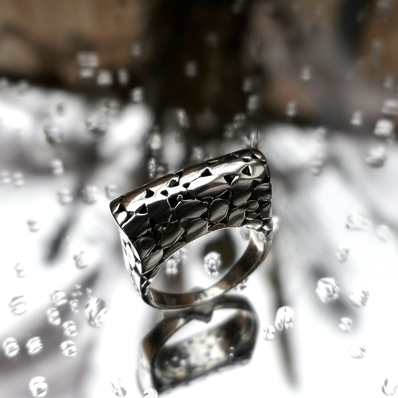 Image 2 of Silver nugget ring; Women