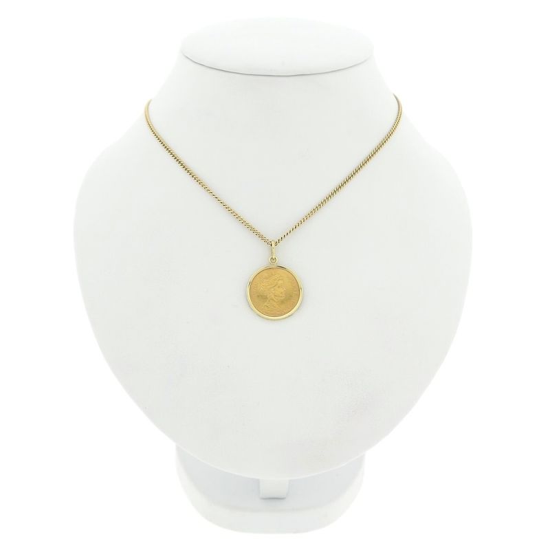 Image 3 of Gold five-guilder coin pendant; Queen Wilhelmina 1912