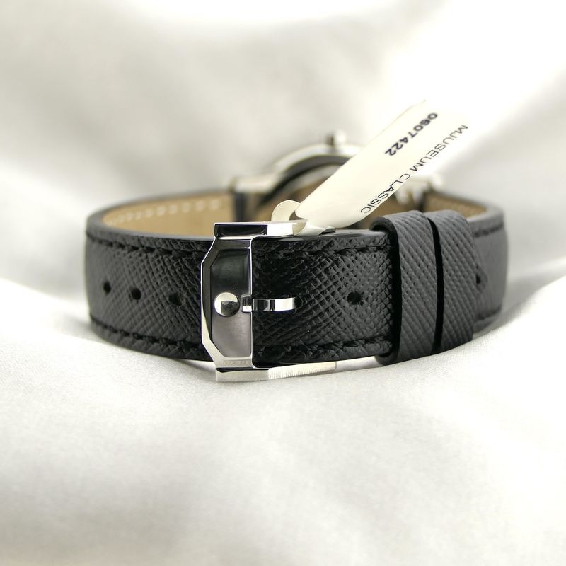 Image 10 of Movado Museum Classic; Steel women's watch with blue 'Mother of Pearl' dial; 0607422