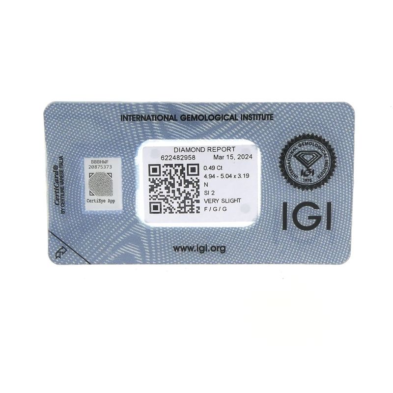 Image 2 of 0.49 ct. Brilliant cut diamond N/SI2 + IGI Certificate - Natural diamond