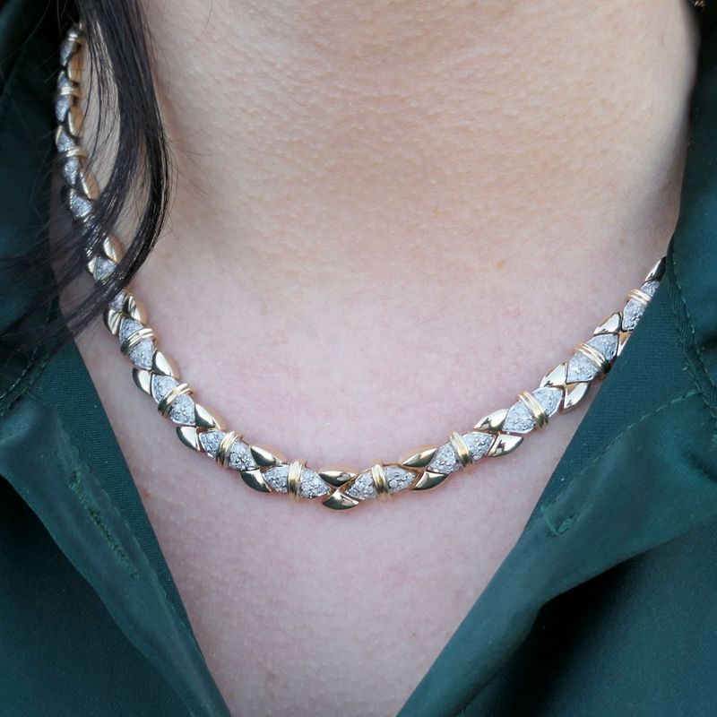 Image 9 of Solid gold necklace with diamonds; Approx. 7.68 ct.