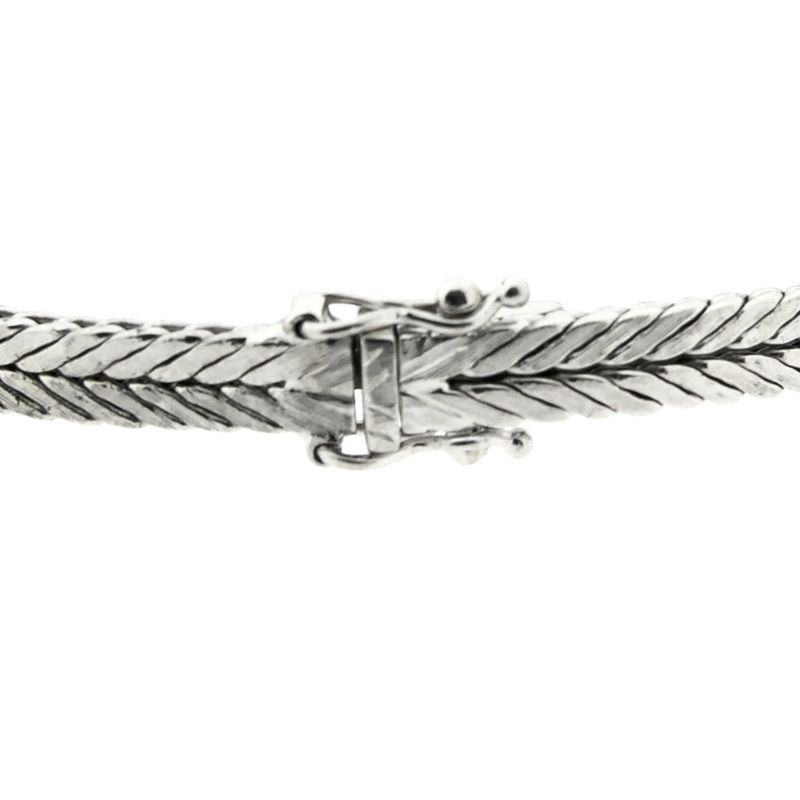 Image 5 of White gold herringbone link bracelet with diamonds