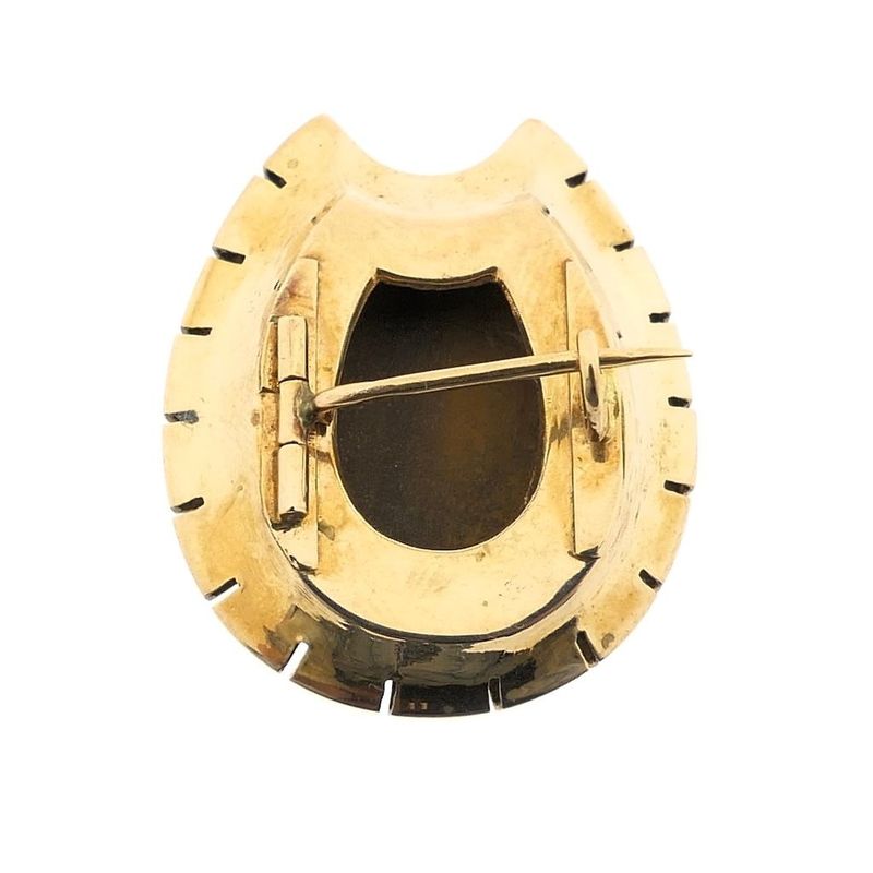 Image 4 of Gold brooch with tiger's eye and pearls