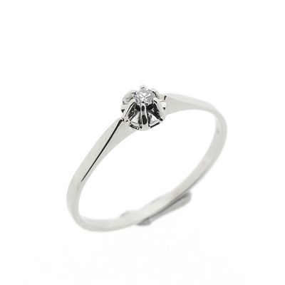 Image 1 of White gold solitaire ring with diamond | 0.05 ct.