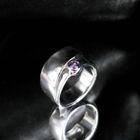 Image 2 of Silver wide ring with purple zirconia