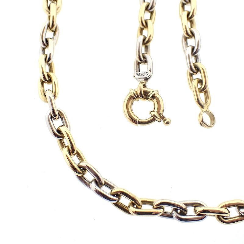 Image 3 of Two-tone gold anchor link necklace