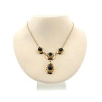 Antique gold necklace with garnet stones | 45 cm