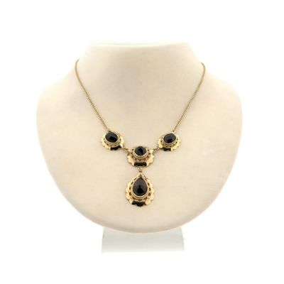 Image 1 of Antique gold necklace with garnet stones | 45 cm