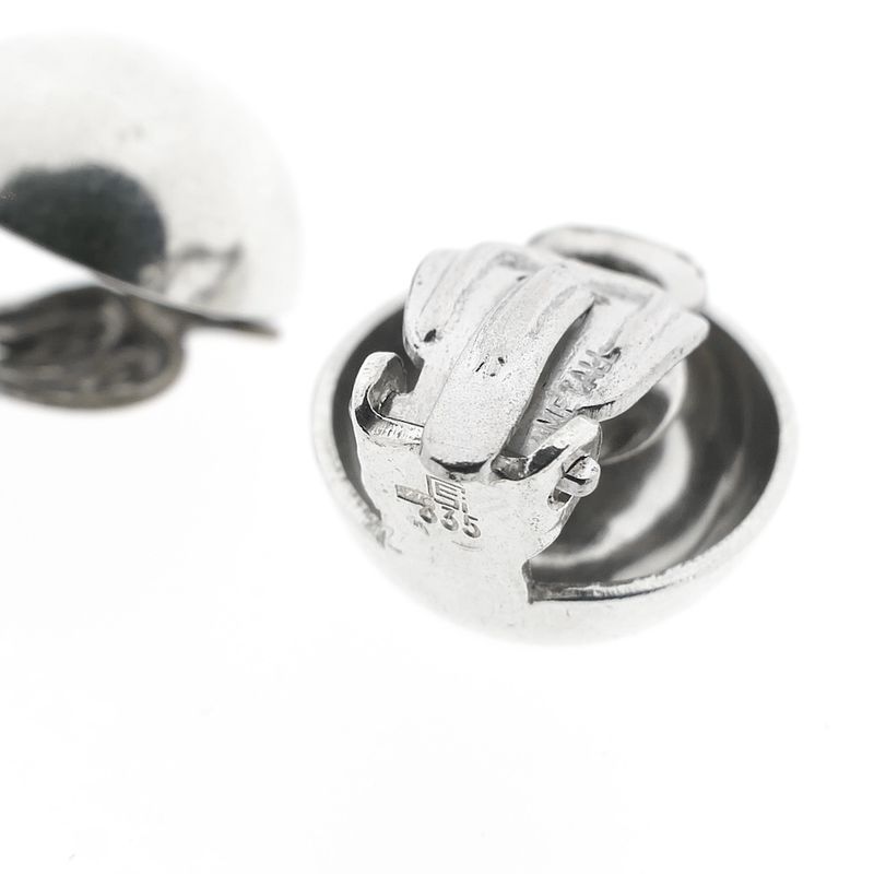 Image 5 of Silver domed clip-on earrings