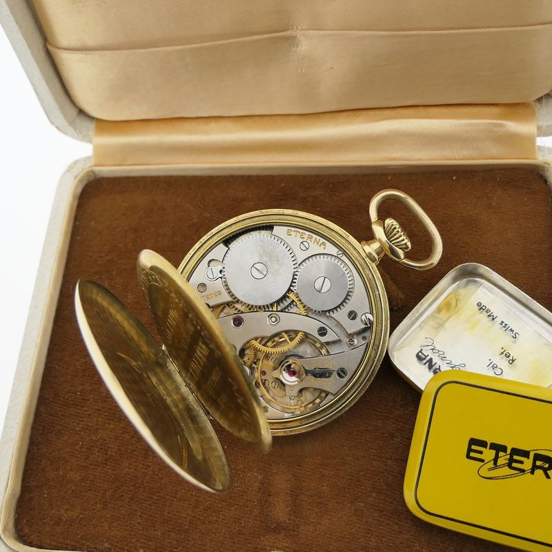 Image 17 of Eterna 14k gold pocket watch 1949; Royal Textile Factory C.T. Stork