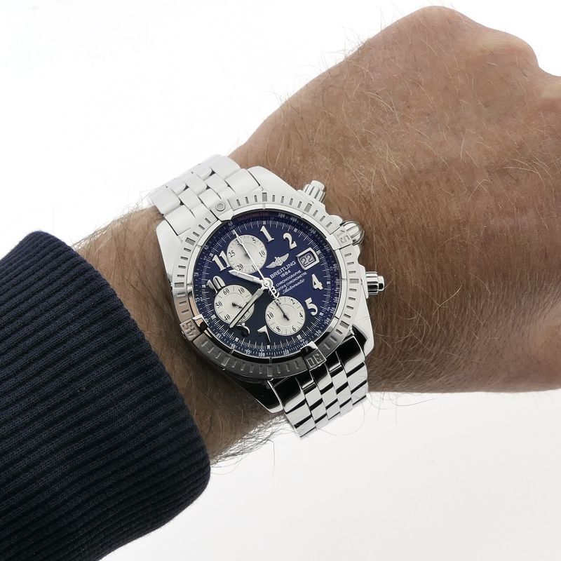 Image 7 of Breitling Chronomat Evolution 'Blue' A13356; Chronograph men's watch