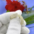 Image 3 of Gold semicircular earrings with zirconia