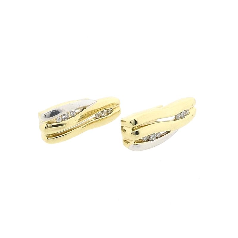 Image 10 of Bicolor Gold Earrings with Diamonds; 0.16 ct.