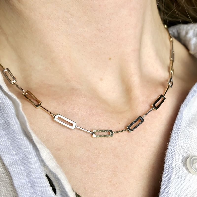 Image 3 of Two-tone gold fantasy link necklace