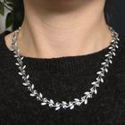 Image 8 of Floral white gold necklace with diamonds; 3.05 ct.