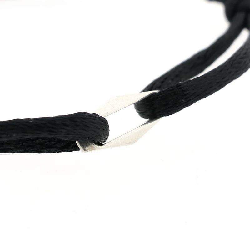 Image 4 of Black Satin Cord Bracelet with Silver Link