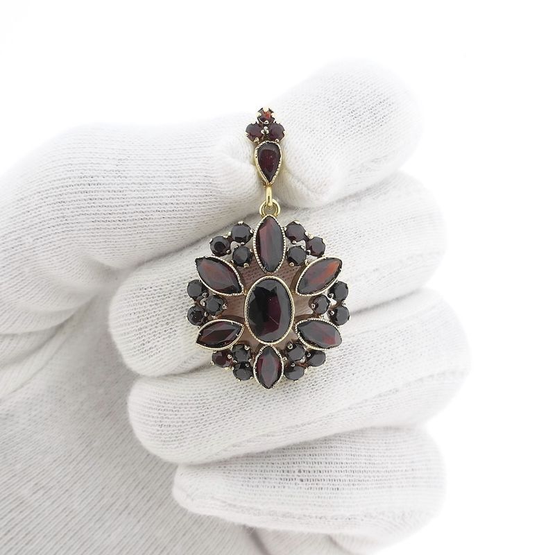 Image 14 of Vintage gold entourage pendant with garnet