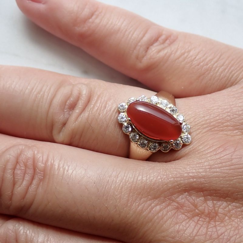 Image 2 of Gold ring with fire opal and zirconia