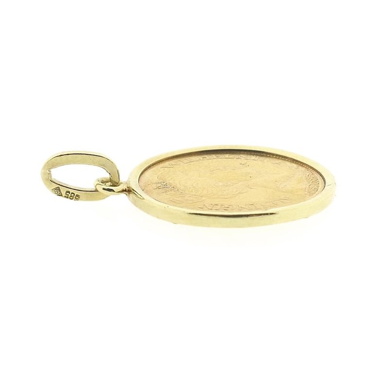 Image 11 of Gold five-guilder coin pendant; Queen Wilhelmina 1912