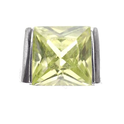 Image 2 of Silver wide solitaire ring with green zirconia
