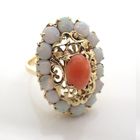 Image 3 of 18 ct. Gold antique ring with opal and red coral