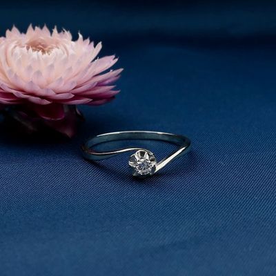Image 2 of White Gold Solitaire Ring with Diamond | 0.10 ct.