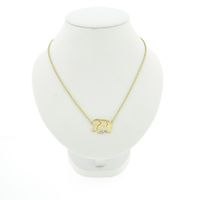 Two-tone gold necklace with fixed pendant and diamonds; 0.03 ct.