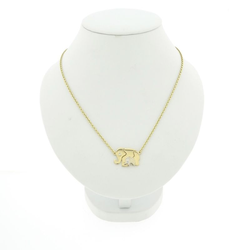 Image 1 of Two-tone gold necklace with fixed pendant and diamonds; 0.03 ct.