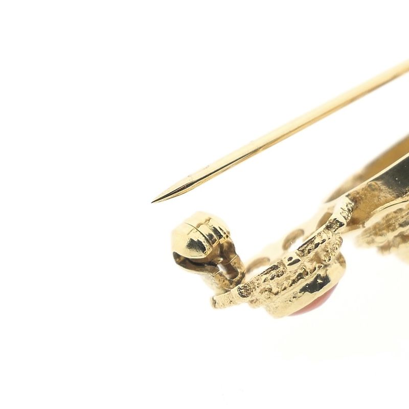 Image 8 of Antique gold brooch with blood coral