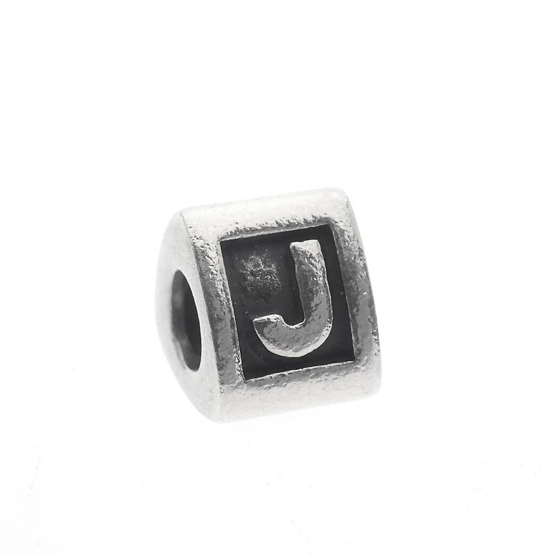 Image 1 of Pandora charm; Silver; Letter charm J