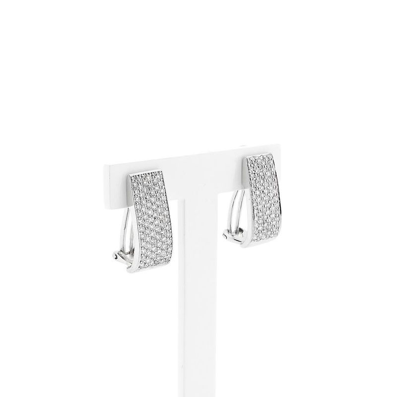 Image 3 of White Gold Earrings with Diamonds; approx. 0.96 ct.