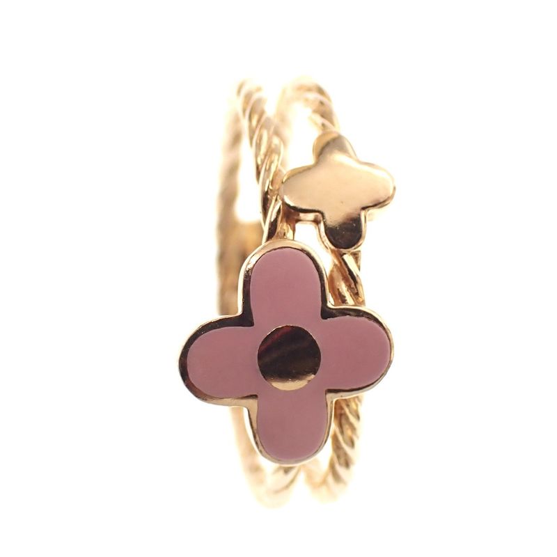 Image 5 of 18 carat gold ring with enamel flower