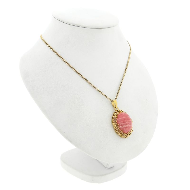 Image 4 of Vintage Gold Pendant with Rhodochrosite