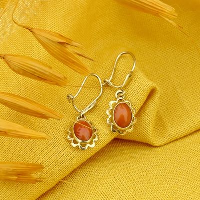 Image 2 of Gold earrings with red coral