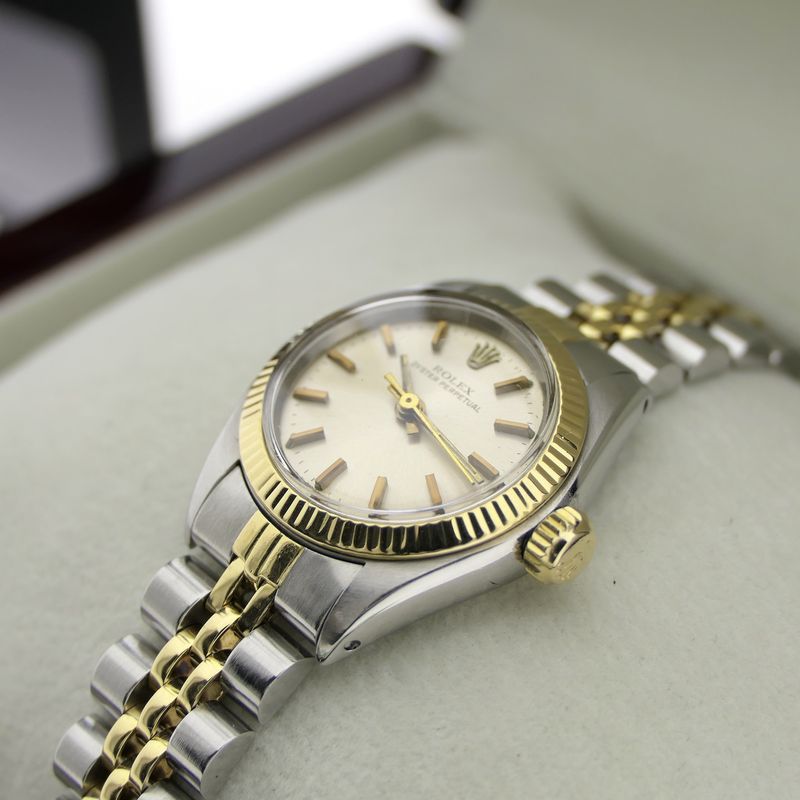 Image 18 of Rolex Oyster Perpetual 6719; Vintage 18k. goud/stalen dames horloge