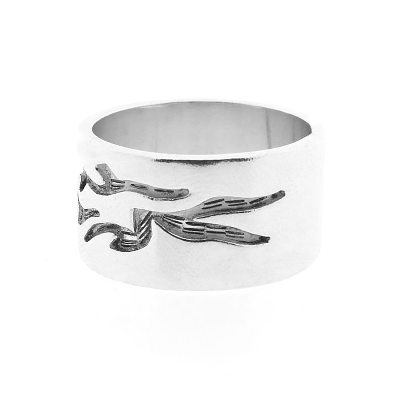 Image 4 of Wide silver ring with tribal