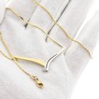 Image 10 of Bicolor Gold Cobra Link Necklace with Pendant & Zirconia; 14 Karat; 42.5 cm