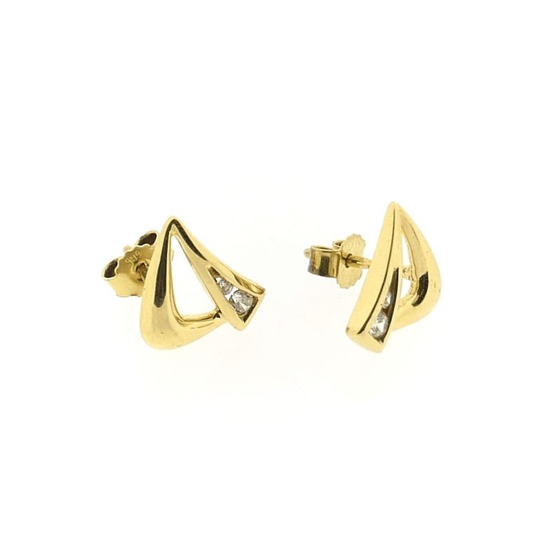 Image 4 of Gold stud earrings with zirconia