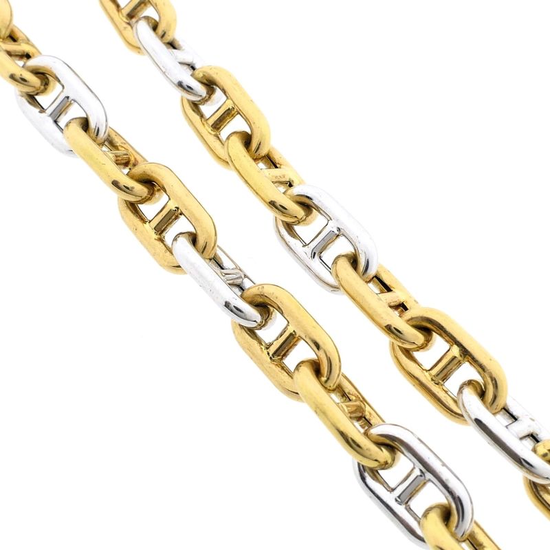 Image 3 of Two-tone gold anchor link necklace; RIZIT