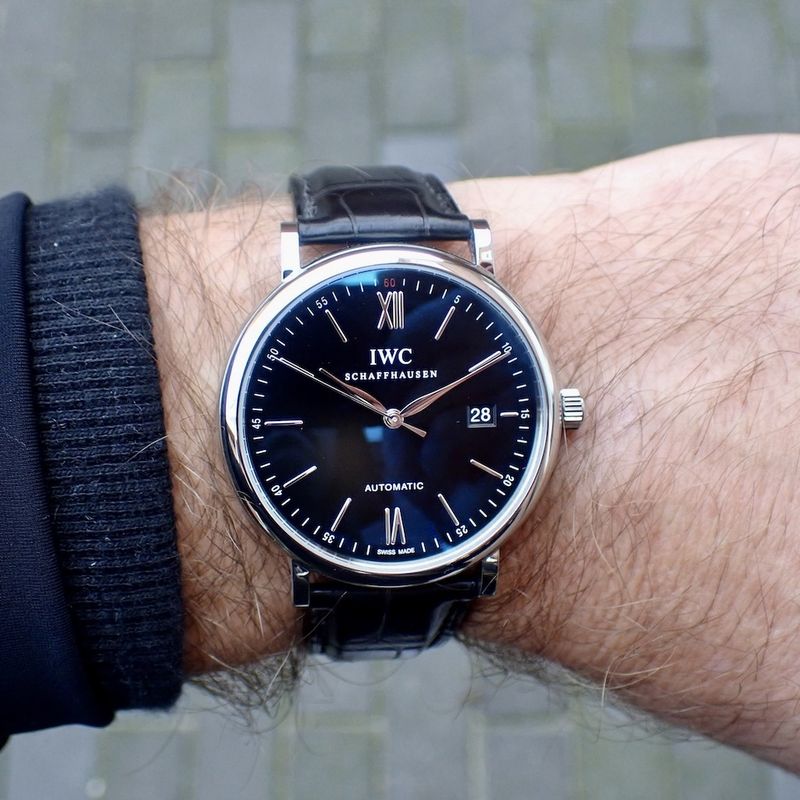 Image 8 of IWC Portofino; Automatic men's watch with leather strap