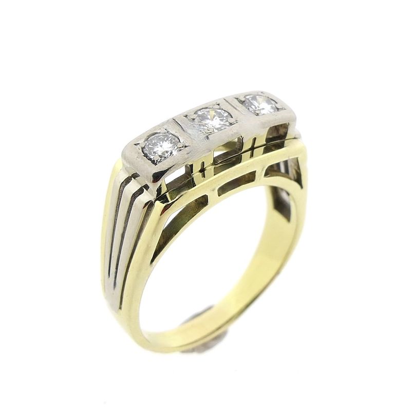 Image 1 of Two-tone gold men's ring with 0.3 ct diamond.