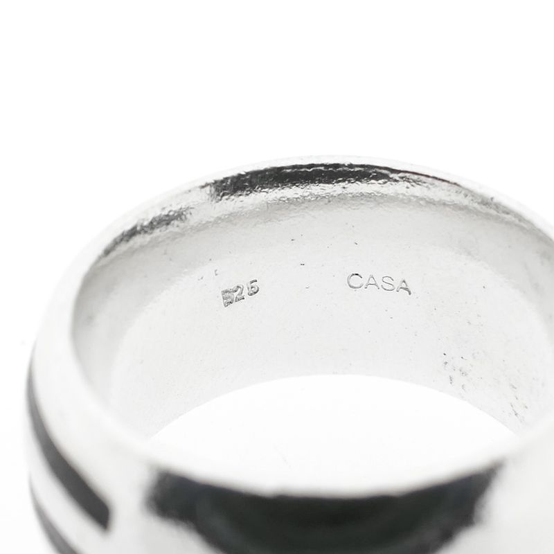 Image 5 of Wide silver ring with black enamel